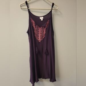Mossimo XL Purple Tank/tunic W/adjustable Spaghetti Straps, Pink Design, Tassels